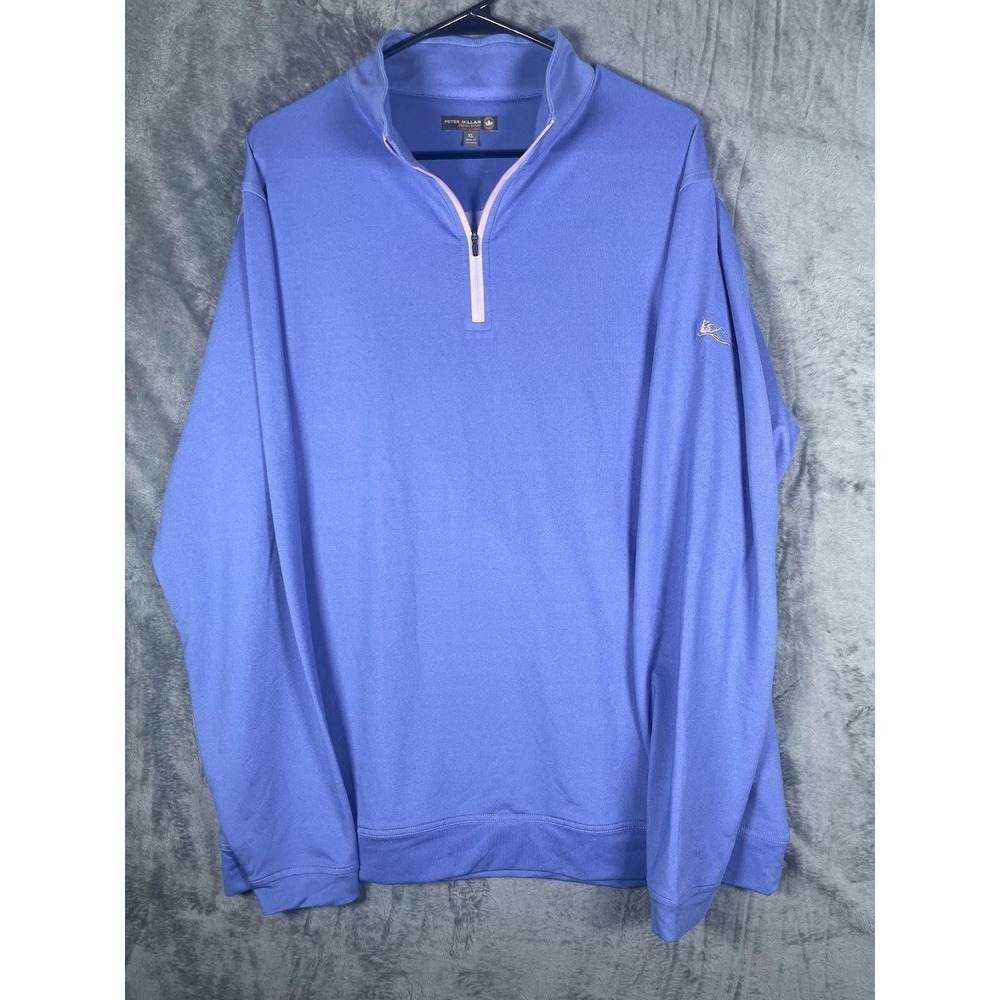 Peter Millar Men's 1/4 Zip Performance Pullover Logo on Sleeve Purple Size XL